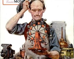 http://commons.wikimedia.org/wiki/File:Perpetual_Motion_by_Norman_Rockwell.jpg